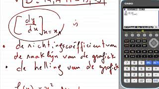 De richtingscoefficient van de raaklijn berekenen met GR Grafische rekenemachine Wiskunde B [upl. by Hnah773]