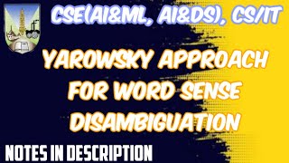 Yarowsky Approach for Word Sense Disambiguation in NLP yarowskyalgorithm nlp mumbaiuniversity [upl. by Caesar]