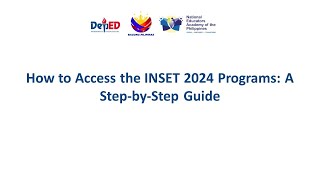 How to Access the INSET 2024 Programs A step by Step Guide [upl. by Lochner]