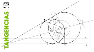 Circunferencias Tangentes a 2 Rectas y 1 Circunferencia  1 de 2  Tangencias por Potencia [upl. by Marcy464]