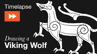 Timelapse Drawing a Viking Age Wolf — Ringerike Style [upl. by Assirok]