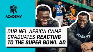 NFL ACADEMY REACTS TO THE NFL SUPER BOWL COMMERCIAL  NFL UK [upl. by Yleik]