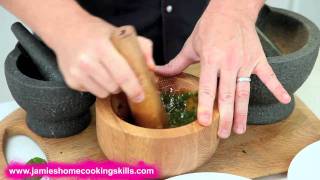 Jamie Oliver talks you through using a pestle and mortar [upl. by Hilario]