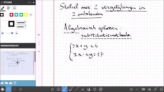 Stelsel met 2 vergelijkingen in 2 onbekenden Algebraïsch oplossen substitutiemethode [upl. by Nollid]