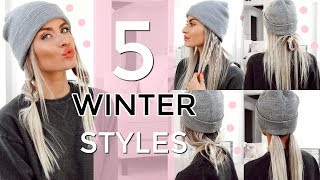 5 HEATLESS WINTER HAT HAIRSTYLES  EASY amp QUICK  LYSSRYANN [upl. by Strickman]