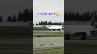 Farewell Vistara 😭😭😭 aviation airbus vistara passengeraircraft planes [upl. by Ajaj]