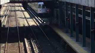 R46 Q Train Stopping  Newkirk Plaza w Rail Grinding Tracks [upl. by Lyrahs]