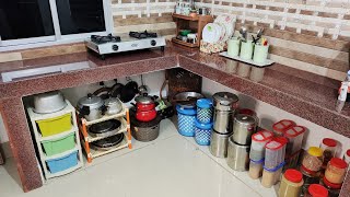 Non Modular Kitchen Organization Ideas Small Kitchen Organization ideasMY kitchen Tour [upl. by Nera]