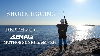 DEPTH 40m ZENAQ SONIO 100M SHORE JIGGING GREECE AMBERJACK [upl. by Inatirb]