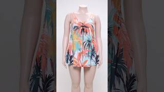 GIRLMERRY New stylish plussize padded patchwork leaf batch printing tankini sets Wholesale BA018476 [upl. by Buttaro]