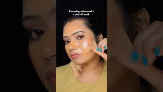 Removing makeup with a peel off maskshortsmakeup beautytutorial hack makeuptips [upl. by Ynaffik33]