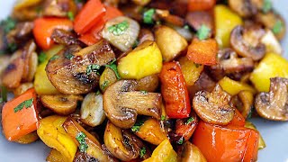 Rezept für leckere Champignons mit Gemüse in einer Pfanne Einfach und schnell [upl. by Bach]