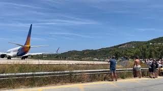 Jet2 Holidays Boeing 737 Departing Skiathos  see the jet blast [upl. by Dollar]