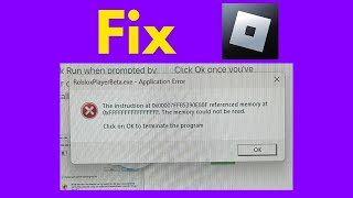 How to fix roblox the instruction at 0x0000 referenced memory error [upl. by Yrahk]