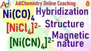 NiCO4 NiCN42 NiCl42StructureHybridizationVBTIIT JEE NEET SAT NCERT CBSE [upl. by Nadean]