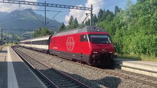 Swiss SBB Lok 2000 runs fast through Mülenen on IC6 [upl. by Winchell]