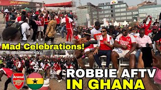 MAD SCENES😂ARSENAL FANS amp AFTV ROBBIE CELEBRATE DECLAN RICE GOAL IN GHANA🔥WESTHAM VS ARSENAL06 [upl. by Genie]