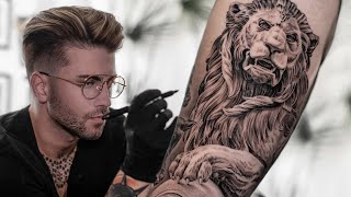 LION STATUE TATTOO TIME LAPSE [upl. by Satterlee]