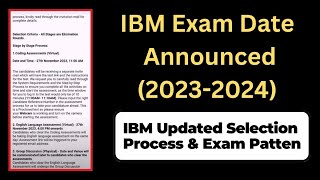 IBM Exam Date Announced  IBM Exam Mail  IBM Updated Selection Process amp Exam Pattern [upl. by Jonna147]