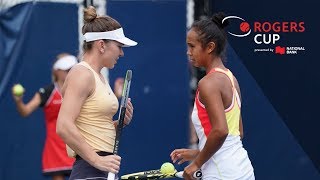 PRESS CONFERENCE Leylah Annie Fernandez amp Simona Halep  First Round Toronto 2019 [upl. by Loy]