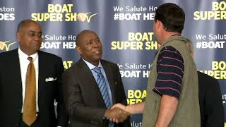 Harvey boat heroes honored at Houston Boat Show [upl. by Nnaylloh]