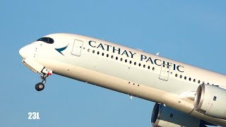 Great Takeoff Cathay Pacific Airbus A350941 BLRJ CX216 Manchester MAN To Hong Kong HKG 17122021 [upl. by Woody]