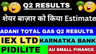 Iex Q2 Results  Atgl Q2 Result  Pidilite Industries Q2 Results Today  AU Small Finance Q2 Result [upl. by Adnat]