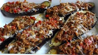 Lamb Mince stuffed Aubergines How to cook video recipe [upl. by Annot]