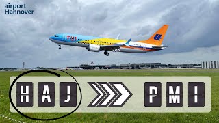 TUIfly takeoff from Hannover airport HAJ  Boeing 737MAX8 50 YearsHapag Lloyd Livery [upl. by Musser]