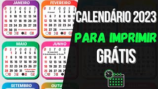 Calendário 2023 Para Imprimir  Grade de Calendário 2023 Vetor Grátis Para Baixar [upl. by Nafets]