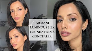 ARMANI LUMINOUS SILK FOUNDATION  CONCEALER REVIEW  NEW HOLY GRAIL  MediumOliveBrown Skin [upl. by Inattyrb]