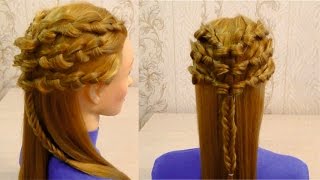 Простая прическа с плетением на длинные волосы Easy hairstyle for long hair [upl. by Orat]