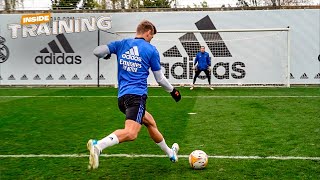 Toni Kroos shooting MASTERCLASS  Real Madrid training [upl. by Marthe]