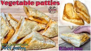 Vegetable patties with homemade puff pastry  super easy without oven  easy recipes by amber [upl. by Aivle]