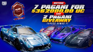 Buying 7 PAGANI for 36200000 UC  2 PAGANI Giveaway  🔥 PUBG MOBILE 🔥 [upl. by Obara933]