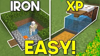 3 MUST HAVE Minecraft Bedrock 120 Farms Iron Farm XP Farm Cow Farm [upl. by Yreved]