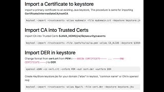 top java keytool keystore commands [upl. by Orthman]