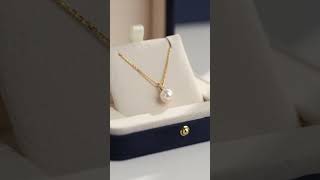 Akoya Saltwater Pearl 18K Gold Diamond Victory Sign Necklace [upl. by Oemor]