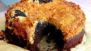 Fudgy chocolate cake with caramelcoconut glaze  recipe  Daniellas Home Cooking [upl. by Beekman]