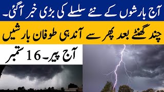 Weather Update Today 16 September  Stormy Rains ☔ expected  All Cities Name  Pakistan weather [upl. by Darcie]