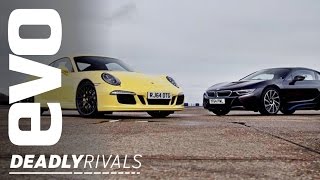 BMW i8 v Porsche 911  evo DEADLY RIVALS [upl. by Winstonn]