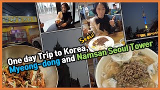 One day trip to Korea Myeong dong and Namsan Seoul Tower [upl. by Hyland]