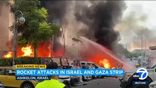 Sirens blare amid rocket attacks in Israel and Gaza Strip [upl. by Egroj]