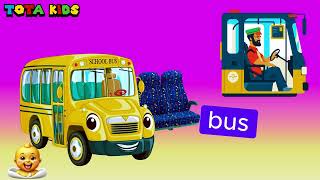 Learn school tools  BUS SCHOOL  Nursery Rhymes amp Kids Songs [upl. by Alidis]