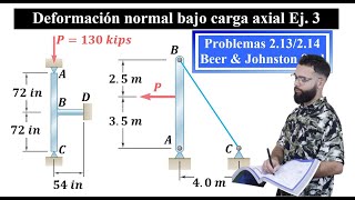 Deformación bajo Carga Axial  Clase 3  Problemas 213 y 214 Beer amp Jonhston 8 ed [upl. by Adnak]