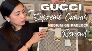 GUCCI Supreme Canvas Medium GG Padlock Review [upl. by Arymat]