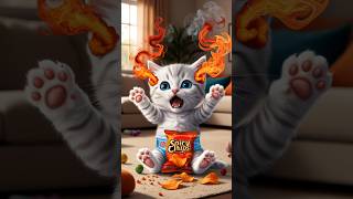 Kitten eat spicy chips 😺 kitten ai cute shorts [upl. by Nivlac748]