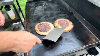 Blackstone Cooking Burger Tacos  Griddle Cooking on the Flat top Grill Recipes [upl. by Aerdnu]