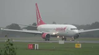 Corendon Airlines B737800 Landing Groningen Airport Eelde [upl. by Eenitsed]