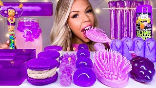 ASMR EDIBLE SLIME HAIR BRUSH TIK TOK FRUIT JELLY JELLO POPSICLE PURPLE FOOD CANDY MUKBANG 먹방 [upl. by Tomkiel]